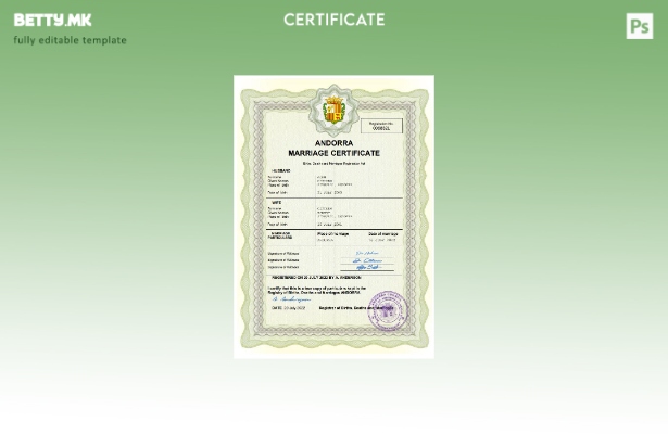 модерен стил Андора извод за брак Шаблон за Word и PDF